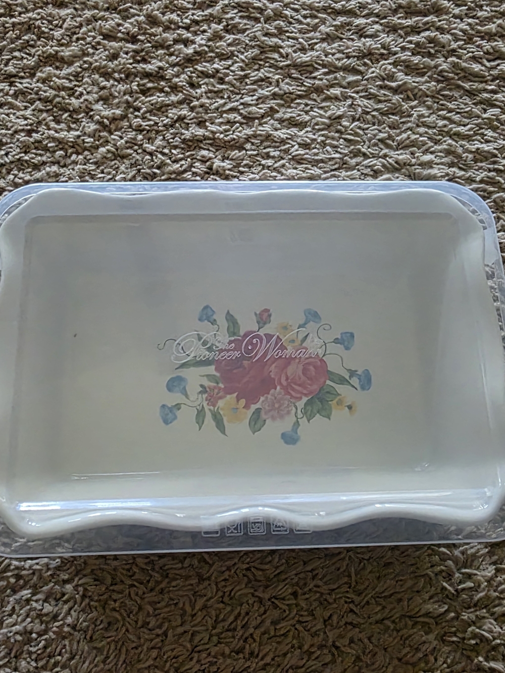 The Pioneer  Floral Ceramic Bakeware Dish with Clear Lid - Multicolor - Picture 2 of 8